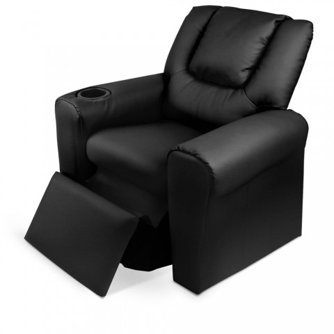 Keezi Kids Padded PU Leather Recliner Chair - Black Keezi Kids Padded PU Leather Recliner Chair - Black