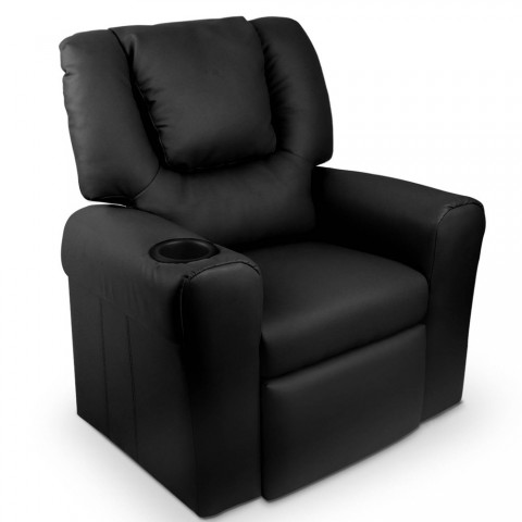 Keezi Kids Padded PU Leather Recliner Chair - Black Keezi Kids Padded PU Leather Recliner Chair - Black