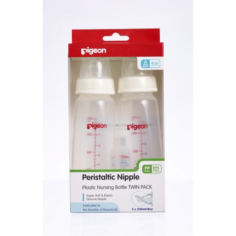 Pigeon Twin Pack- Slim Neck 240mL (M Teat)