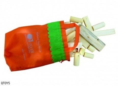 Qtoys Natural Barkless Tree Blocks 42 Pcs