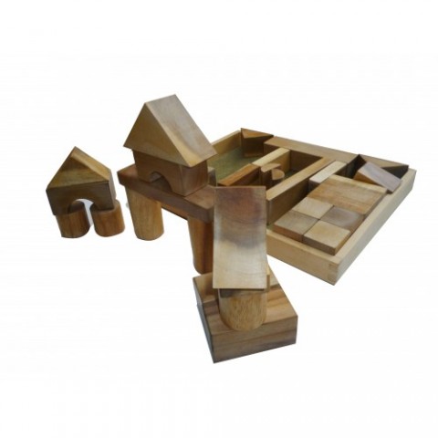 Qtoys Natural Wood Blocks 34 pcs