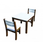 Qtoys White Top Timber Table With White Seat Stacking Chairs